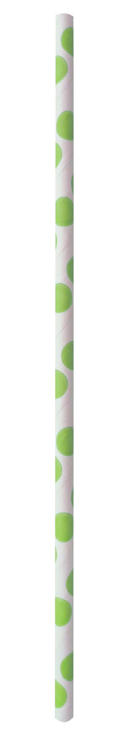 65141 Rietje papier met groene stippen 20cm 100st